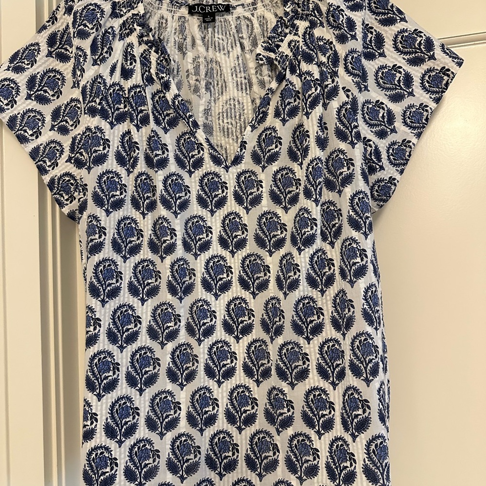 J. Crew Blue Medallion Blouse
